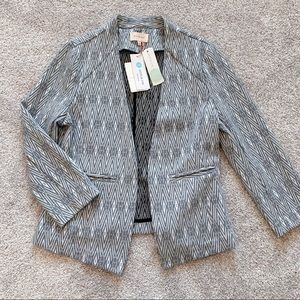 Skies Are Blue Amanda Printed Collarless Blazer Gray M